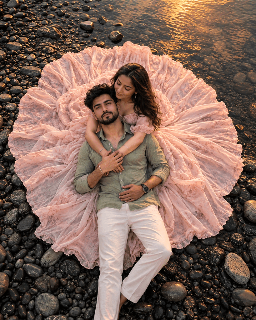 Romantic couple gemini ai photo prompt copy paste trending boy and girl