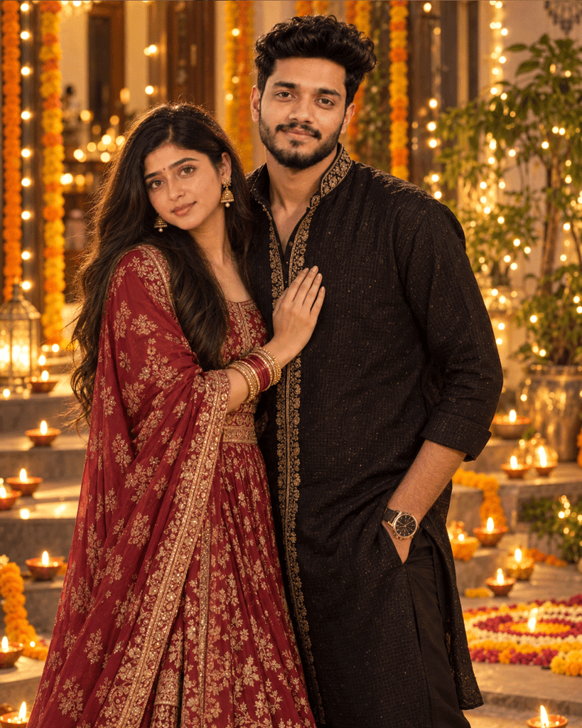 Gemini ai photo prompt copy paste trending boy and girl Diwali